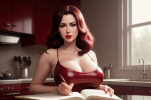 A housewife writing in her bondage diary